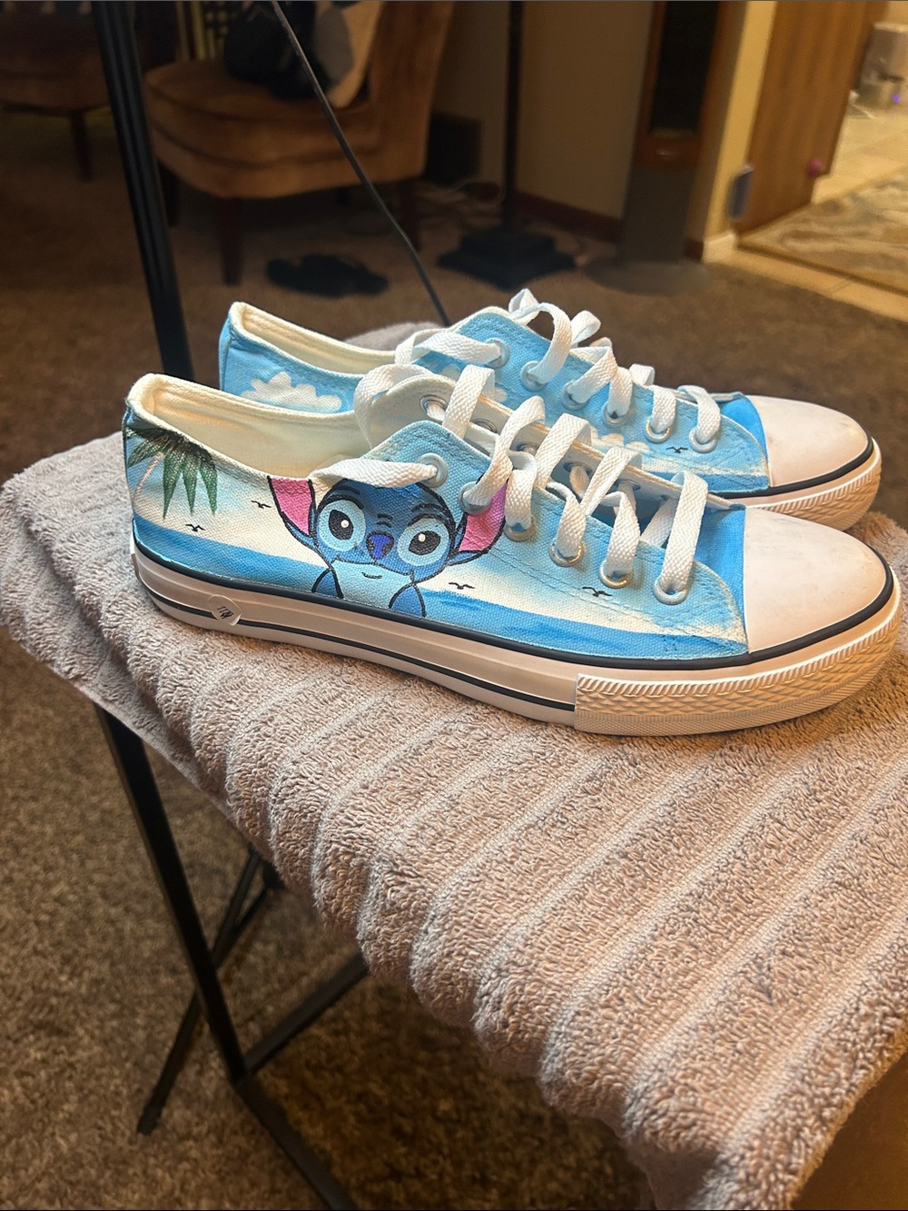 Canvas Low-Top Sneakers in Light Blue with Character Artwork